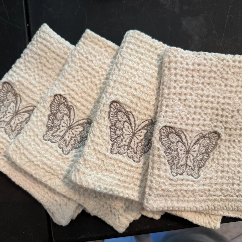 Butterfly Pattern Towels/Washcloth Set of 4(163)